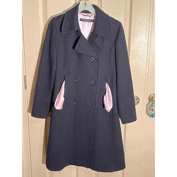 Andrew Marc Coat Wool Blend Double Breasted Midnight Blue to Black - Picture 12 of 12